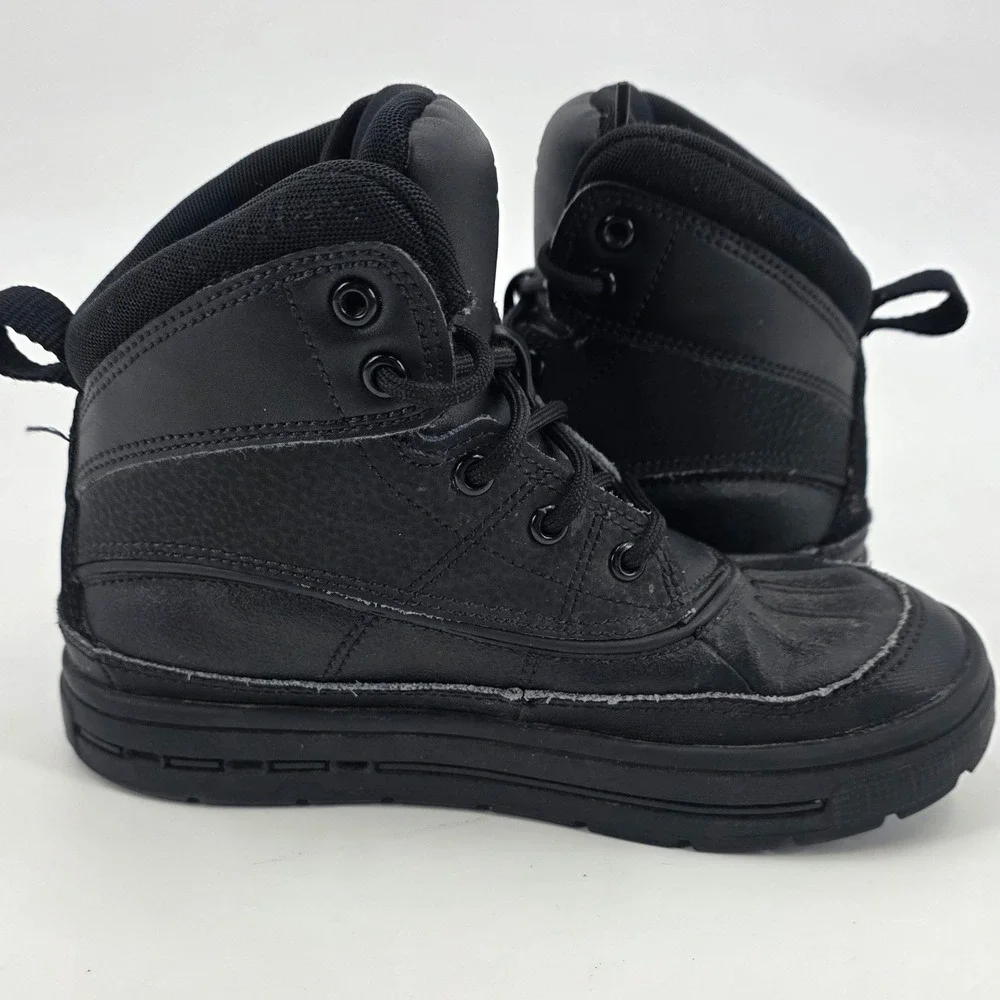 NIKE ACG WOODSIDE 2 BOOTS KIDS SIZE 13C BLACK HIGH LEATHER WATER RESISTANT BOYS